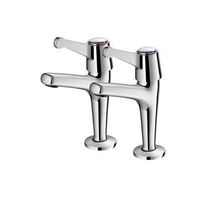 Μοντέρνο Deck Mounted Dual Hole Two Handle Baucet Polished Chrome OEM